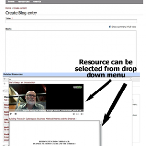 Create Blog Entry and add resources from drop down selection