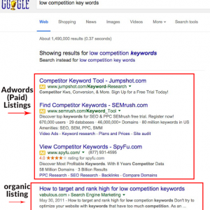 organic-seo-services-low-competition-keywords-organic-vs-paid-ads-screenshot