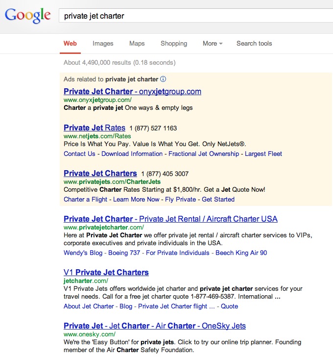 search-engine-optimization-roi-on-competitive-private-jet--charter-search-phrases