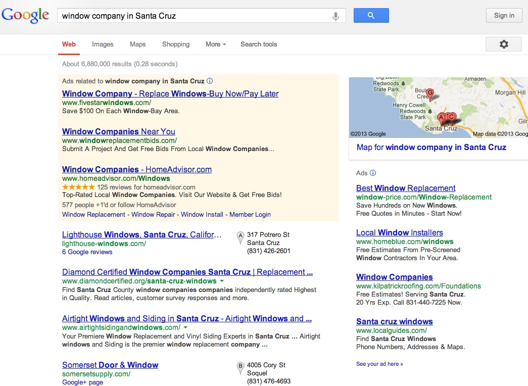 Ranking-2nd-for-window-company-in-santa-cruz-screenshot