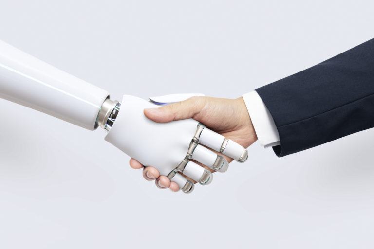 AI shaking hands with human